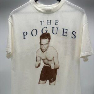 The Pogues Band Music Tour T-Shirt, White Cotton Classic Concert Tee 78